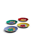 Porcelain Dessert Plate Of 4 - Indian Tiger