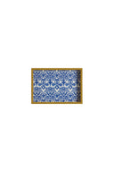 Rectangular Tray - Damask Design Blue Natural