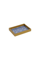 Rectangular Tray - Damask Design Blue Natural