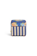 Square Ottoman - Corolla Blue Stripes Blue Cream