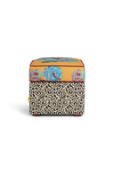 Pouf Quadrato - Nizam Mustard Stripes Black White