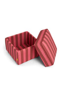 Square Ottoman - Stripes Old Pink Rust