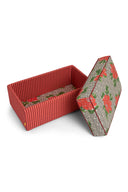 Pouf Rettangolare - Camelia Black Mini Stripes Maroon Orange