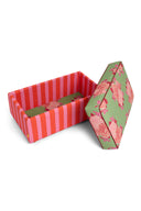 Rectangular Ottoman - Corolla Green Stripes Red Pink