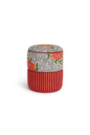 Pouf Camelia Black - Stripes Maroon Orange