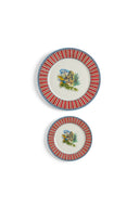 Porcelain Set Plate Of 2 - Jungle Parrot Red