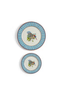 Porcelain Set Plate Of 2 - Jungle Parrot Blue