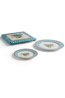 Set Di 2 Piatti In Porcellana - Jungle Parrot Blue