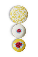 Porcelain Set Plate Of 3 - Indian Tiger Gold