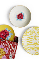 Porcelain Set Plate Of 3 - Indian Tiger Gold