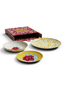 Set Di 3 Piatti In Porcellana - Indian Tiger Gold
