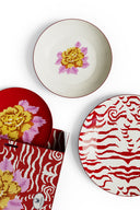 Porcelain Plate Set Of 3 - Indian Tiger Red