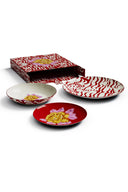 Porcelain Plate Set Of 3 - Indian Tiger Red