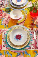 Porcelain Set Plate Of 3 - Indian Tiger Pervinch