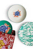 Porcelain Set Plate Of 3 - Indian Tiger Veronese