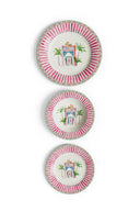 Porcelain Plate Set Of 3 - Sariska Pink