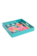 Square Tray - Nizam Stripes Blue Natural