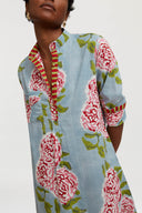 Short Kurta - Leopard Flower Sky Light Blue