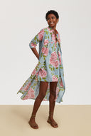 Short Kurta - Leopard Flower Sky Light Blue