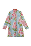 Short Kurta - Leopard Flower Sky Light Blue