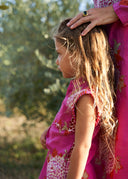 Kids Spring Dress - Damask Design Red