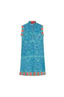 Kids Spring Dress - Damask Design Blue