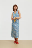 Cheack Dress - Damask Design White Blue