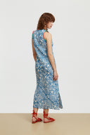 Cheack Dress - Damask Design White Blue