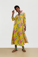 Abito Cheack Leopard Flower Yellow