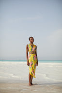 Abito Cheack Leopard Flower Yellow