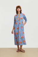 Long Kurta - Arabesque Flower Light Blue