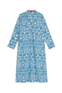 Kurta Lunga Damask Design White Blue
