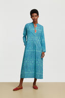 Long Kurta - Damask Design Blue