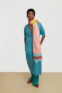 Kurta Lunga Damask Design Blue
