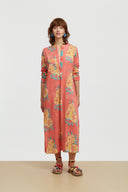 Long Kurta - Leopard Flower Old Pink