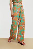 Myanmar Pants - Star Flower Aqua