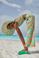 Myanmar Pants - Star Flower Aqua