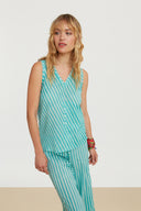 Banyan Top - Mini Stripes Ferozi