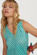 Banyan Top - Mini Stripes Ferozi