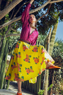 Circle Skirt - Kimono Crisantemo Lemon