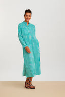 Long Kurta - Mini Stripes Ferozi