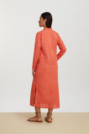 Long Kurta Open - Mini Stripes Peach