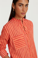 Kurta Lunga Aperta Mini Stripes Peach