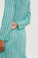 Kurta Lunga Aperta Mini Stripes Ferozi