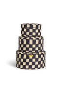 Box Fabric Set Of 3 - Checks Black-White
