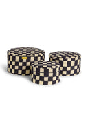 Box Fabric Set Of 3 - Checks Black-White