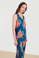Banyan Top - Leopard Flower Dark Teal