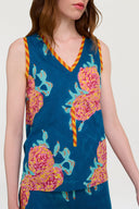 Banyan Top - Leopard Flower Dark Teal