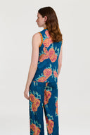 Banyan Top - Leopard Flower Dark Teal