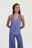 Banyan Top - Mini Stripes Plumbago